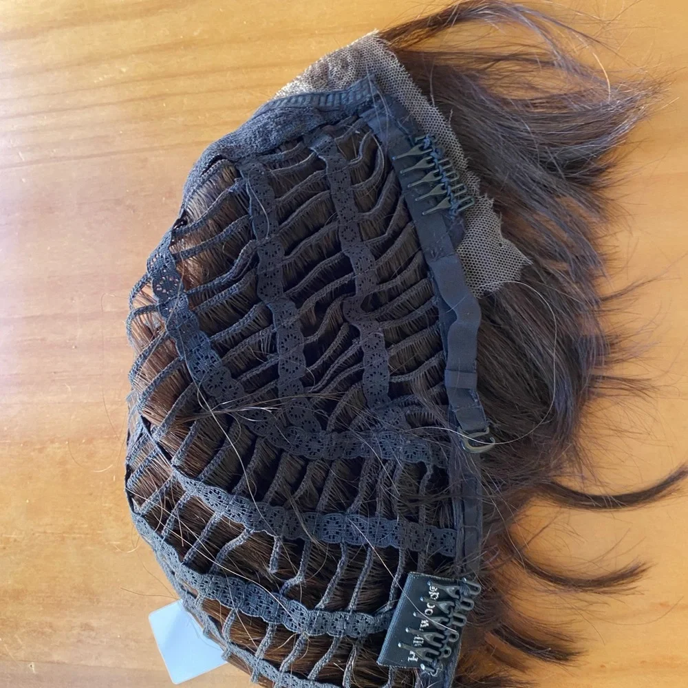 Remy 100% Human Hair Lace Front Wig Bob Short Medium Brown NWOT